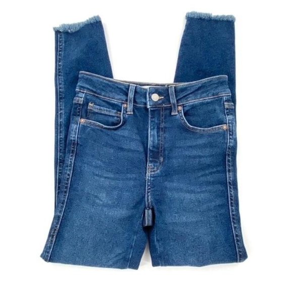 Free People High Rise Skinny Jean Size 26 Raw hem Jegging Dark Wash - Picture 5 of 14